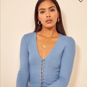 Blue Reformation button down long sleeve. Size 4.